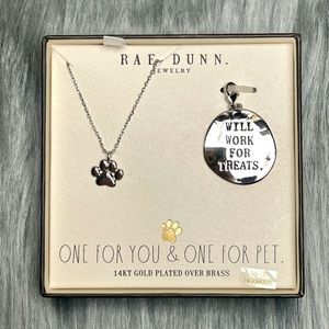 Rae Dunn Necklace & Pet Charm Duo - 14K Gold Plated Brass